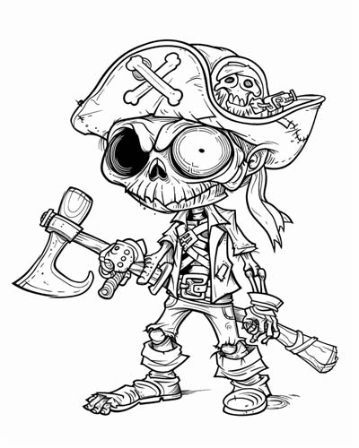 zombie pirate coloring page