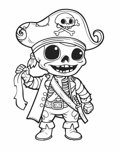 skeleton pirate coloring page