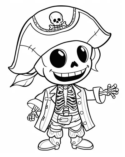 skeleton pirate coloring page