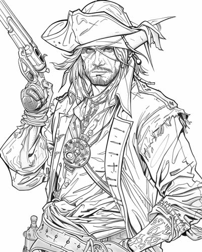steampunk pirate man coloring page