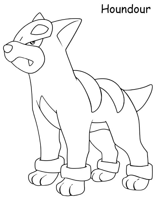 coloring page of houndour