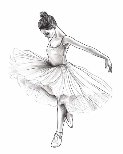 realistic ballerina coloring page