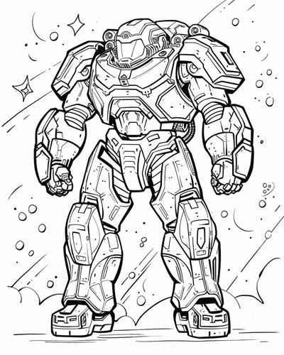 human mechanical exoskeleton coloring page
