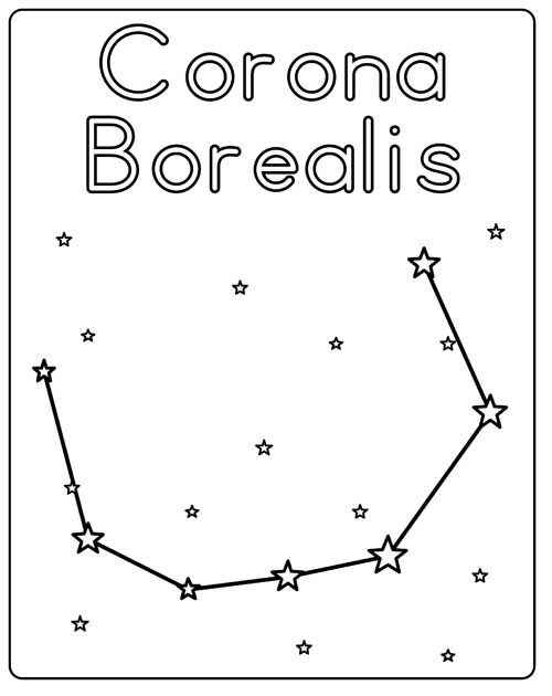 Corona Borealis, the constellation coloring page