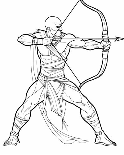 Nubian archer coloring page