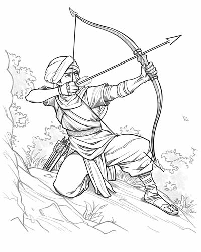 Dhanurveda archer coloring page