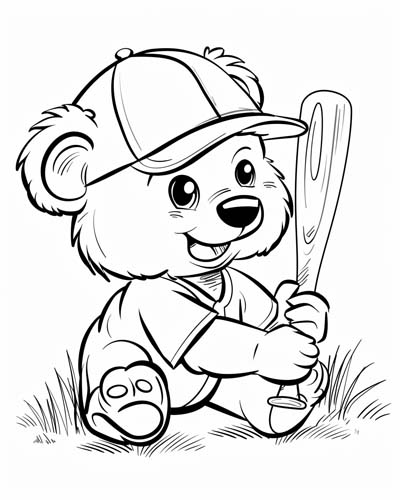 baseball bear coloring page