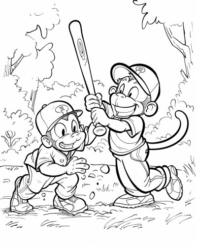 baseball monkeys coloring page