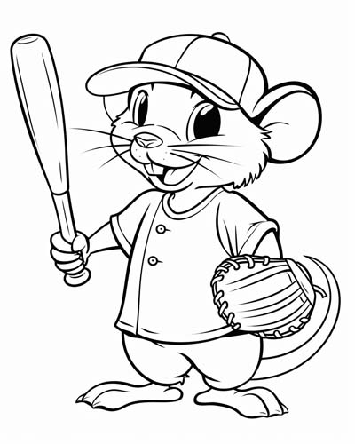 baseball rat coloring page