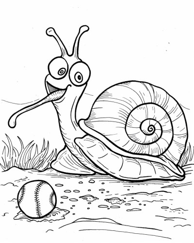 baseball snail coloring page