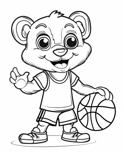 basketball bear coloring page