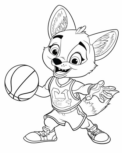 basketball fox coloring page