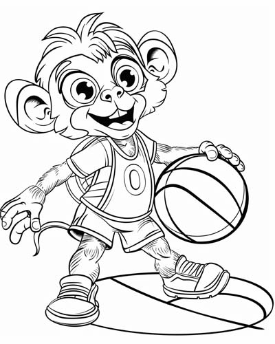 basketball monkey coloring page