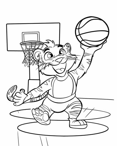 basketball tiger coloring page
