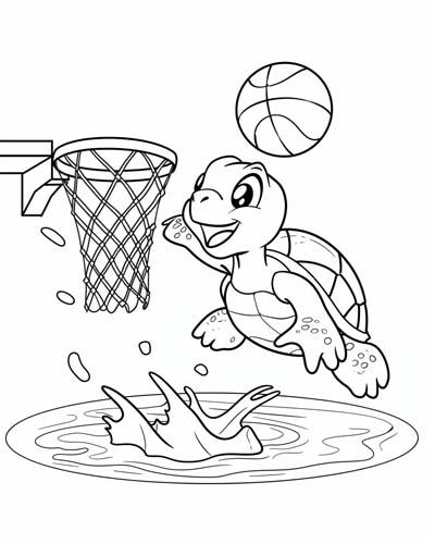 basketball turtle coloring page