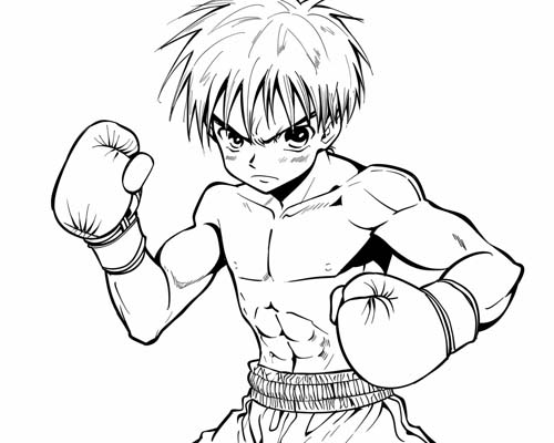 coloring page of a boxer