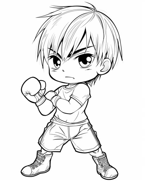 coloring page of a boxer