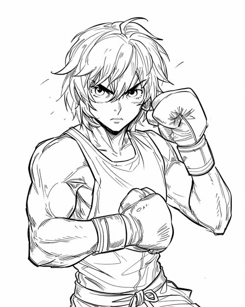 coloring page of a boxer