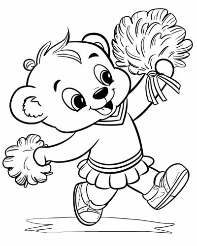cheerleader bear coloring page