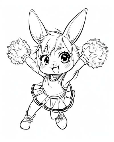 cheerleader bunny coloring page