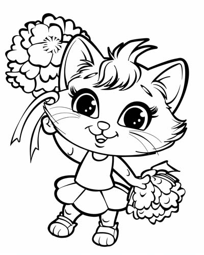 cheerleader cat coloring page