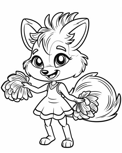 cheerleader fox coloring page