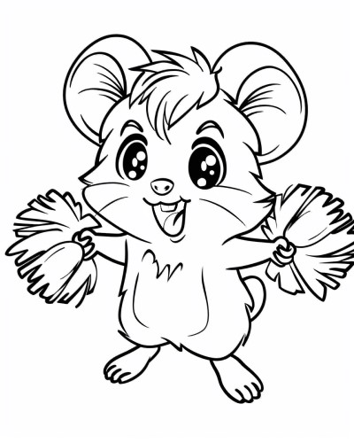 cheerleader hamster coloring page