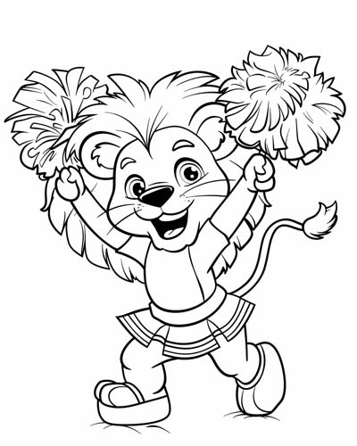 cheerleader lion coloring page