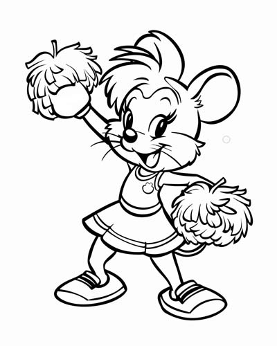 cheerleader mouse coloring page