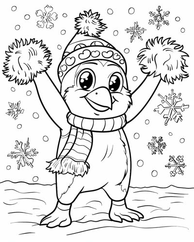 cheerleader penguin coloring page