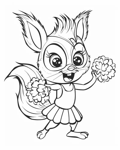 cheerleader squirrel coloring page