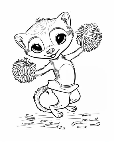 cheerleader weasel coloring page
