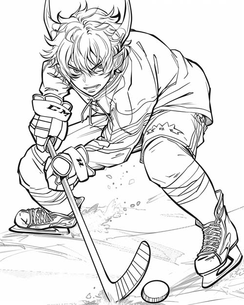 coloring page of a devil hockey player