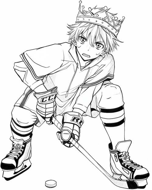hockey coloring page of a king playing hockey