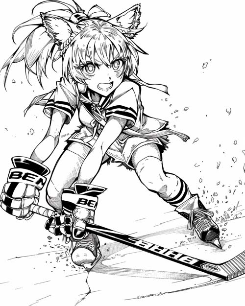 coloring page of a monster hockey player