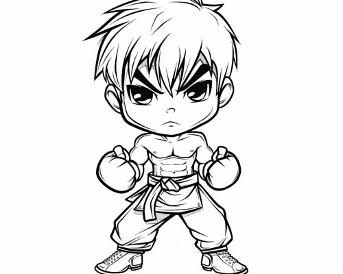 coloring page of a male fighter