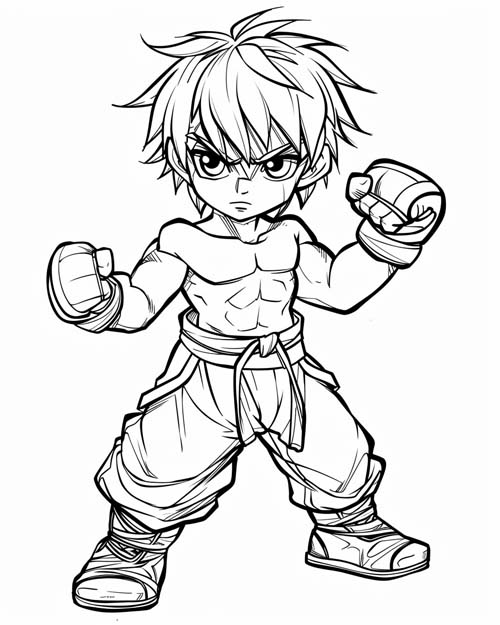 coloring page of male mma fighter