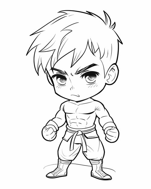 coloring page of male mma fighter