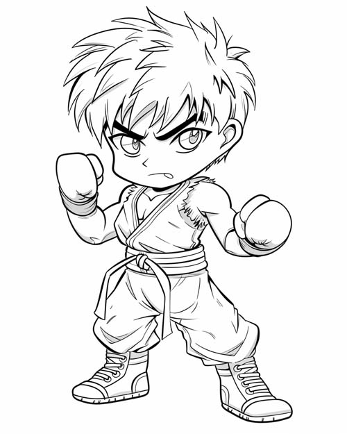 coloring page of male mma fighter