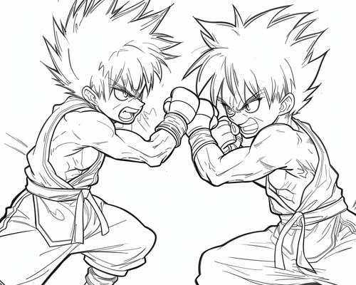 coloring page of male mma fighter