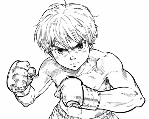coloring page of male mma fighter