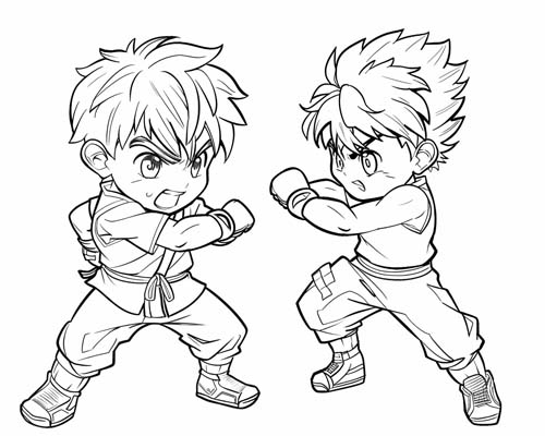 coloring page of male mma fighter