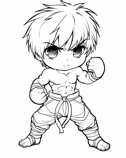 coloring page of male mma fighter