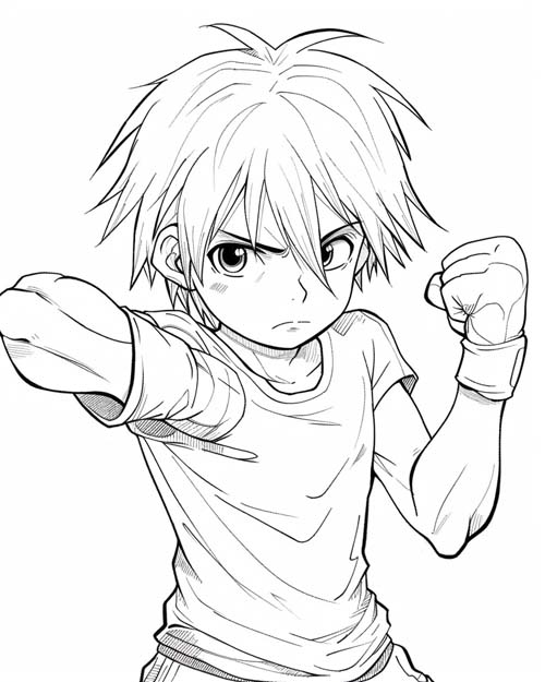 coloring page of male mma fighter