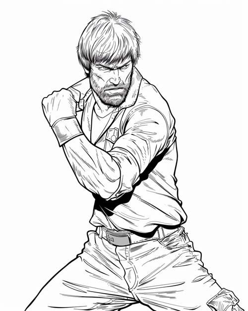 coloring page of Chuck Norris