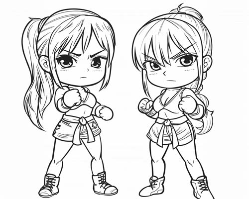 coloring page of female fighters