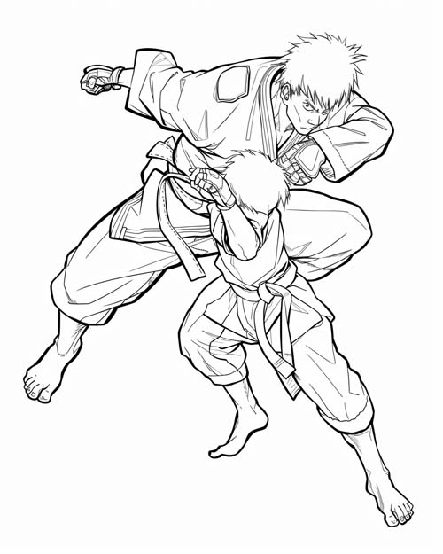 coloring page of a judo throw