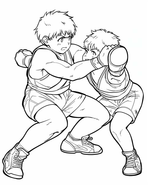 coloring page of wrestling