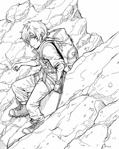 mountain climbing coloring page