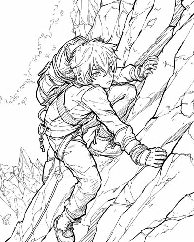 mountain climbing coloring page